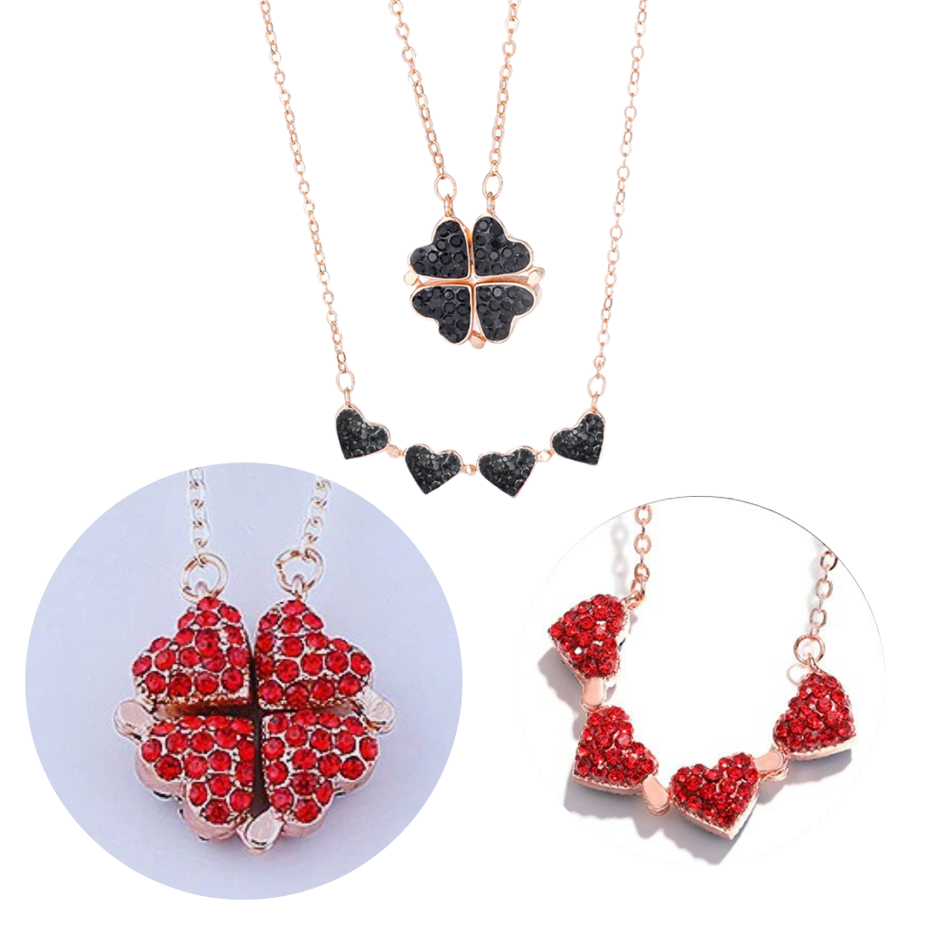 Adjustable 4 Leaf Clover Heart Necklace - Ozerty