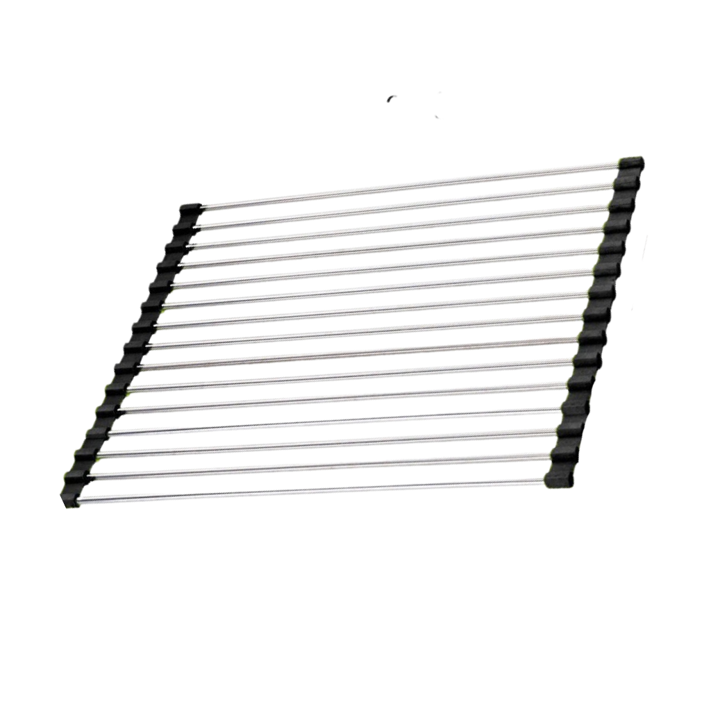 Roll-up stainless steel drainer for dishes and food