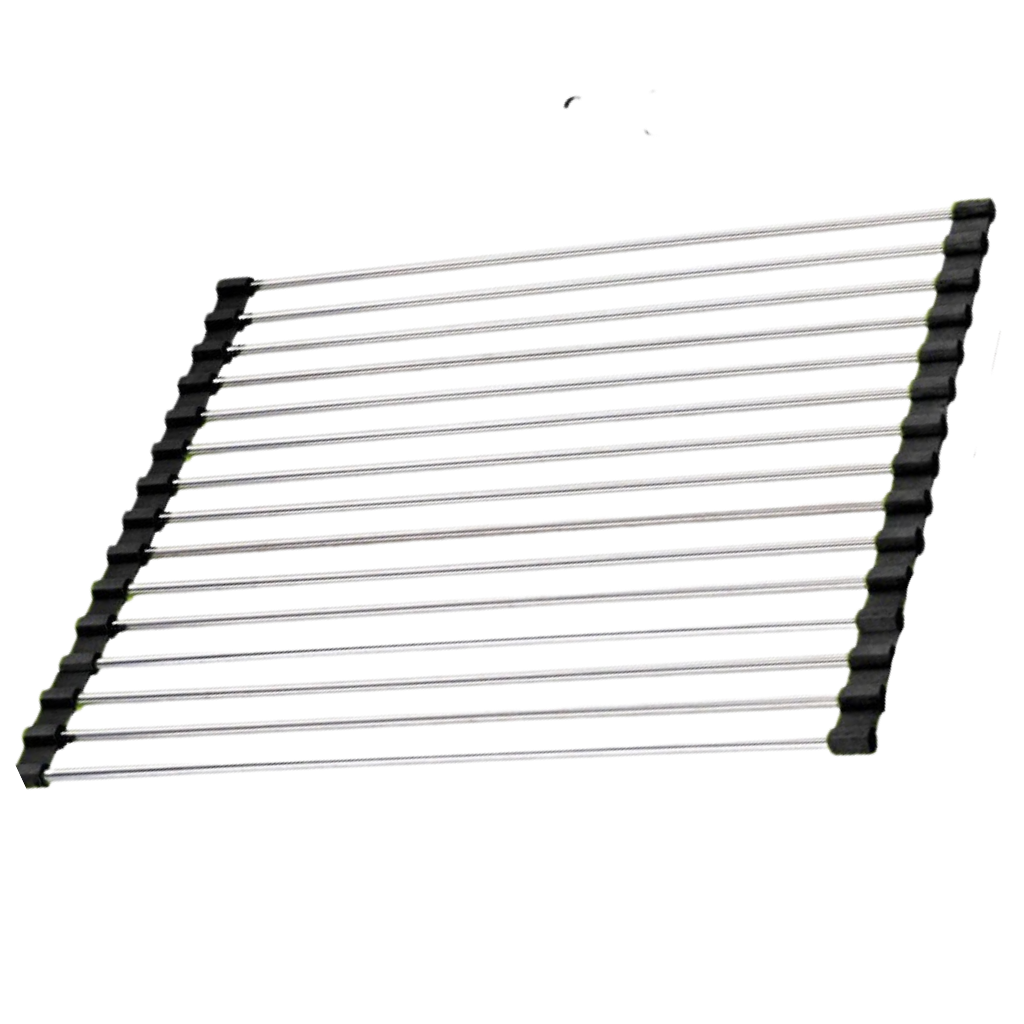Roll-up stainless steel drainer for dishes and food
