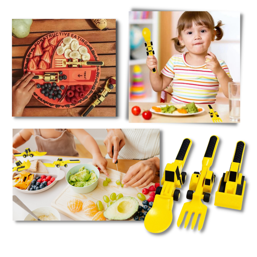  Creative Constructive Eating Plate and Utensils Set   - Ozerty